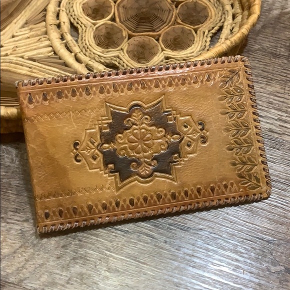 Tooled Leather Wallet | Vintage Wallet CheckBook | Receipt Holder | Coupon Book - Picture 7 of 8